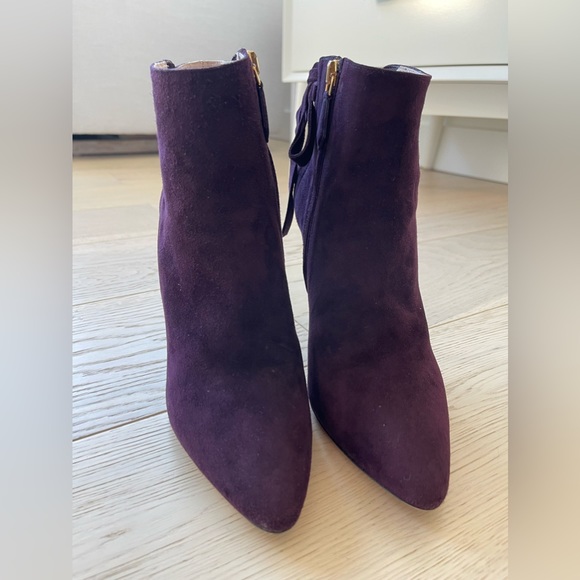 Rare find Miu Miu Suede Stiletto Bootie 7.5 dark purple - Picture 2 of 15